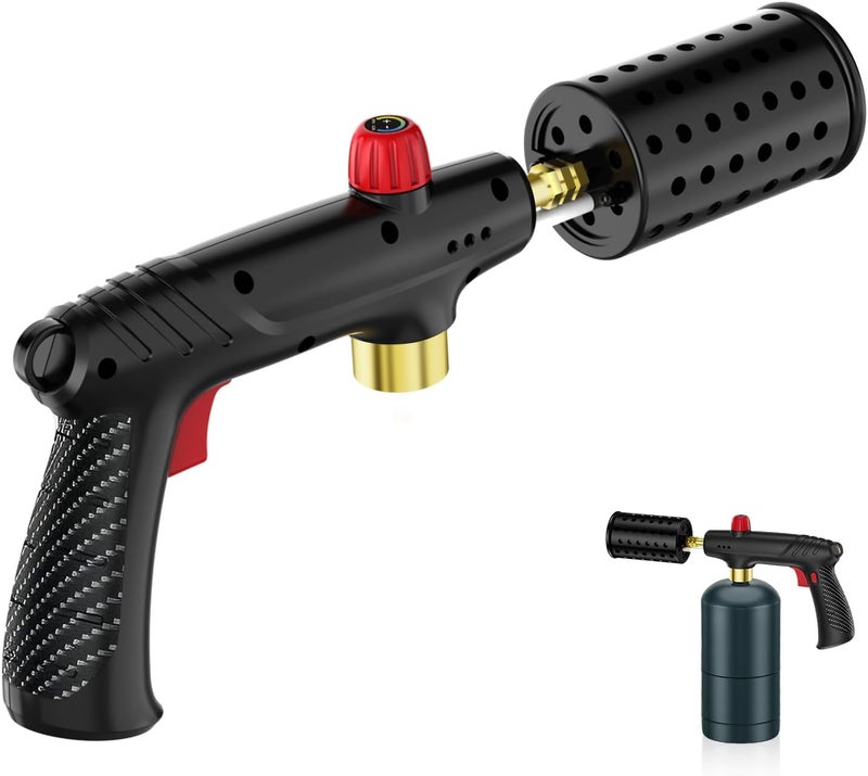 SILADKN Propane Torch Gun with Adjustable Flame, Handheld Torch Head for BBQ, Grill, Sous Vide, Campfire & Charcoal Lighting, Safety Lock & Wide Nozzle Design (Tank Not Included, Black） - Image 1
